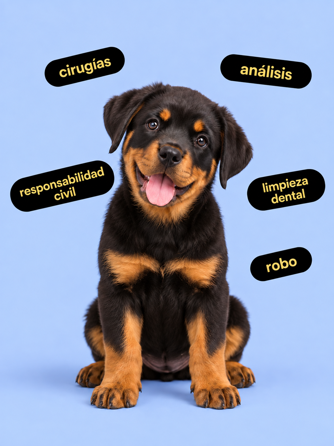 Rottweiler del paquete Cuidado Máximo con sus servicios incluidos